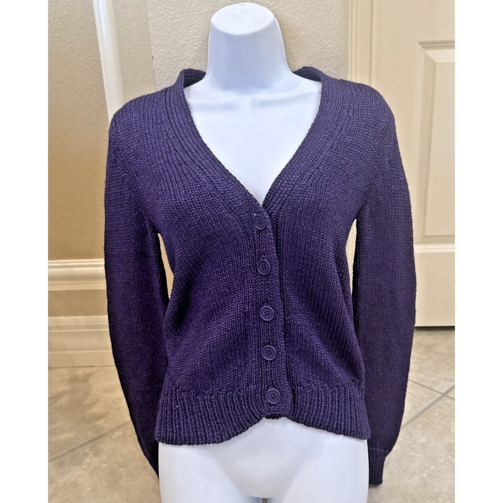 NWT LUTZ PATMOS Cardigan Purple Button up Sweater Italian Yarn Wool Mohair Sz XS